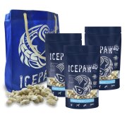 ICEPAW Krabben-Popcorn (3 x 90 g) & ICEPAW Tasche